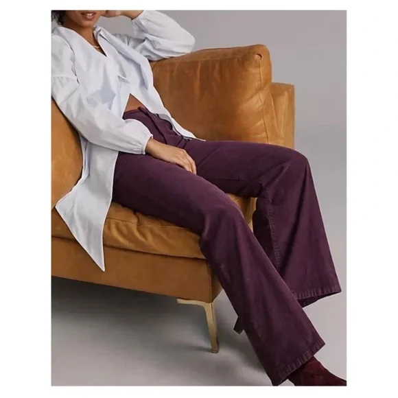 Anthropologie Pilcro The Annie Corduroy Wide Leg Jeans Size 27 Purple Classic - Picture 2 of 4